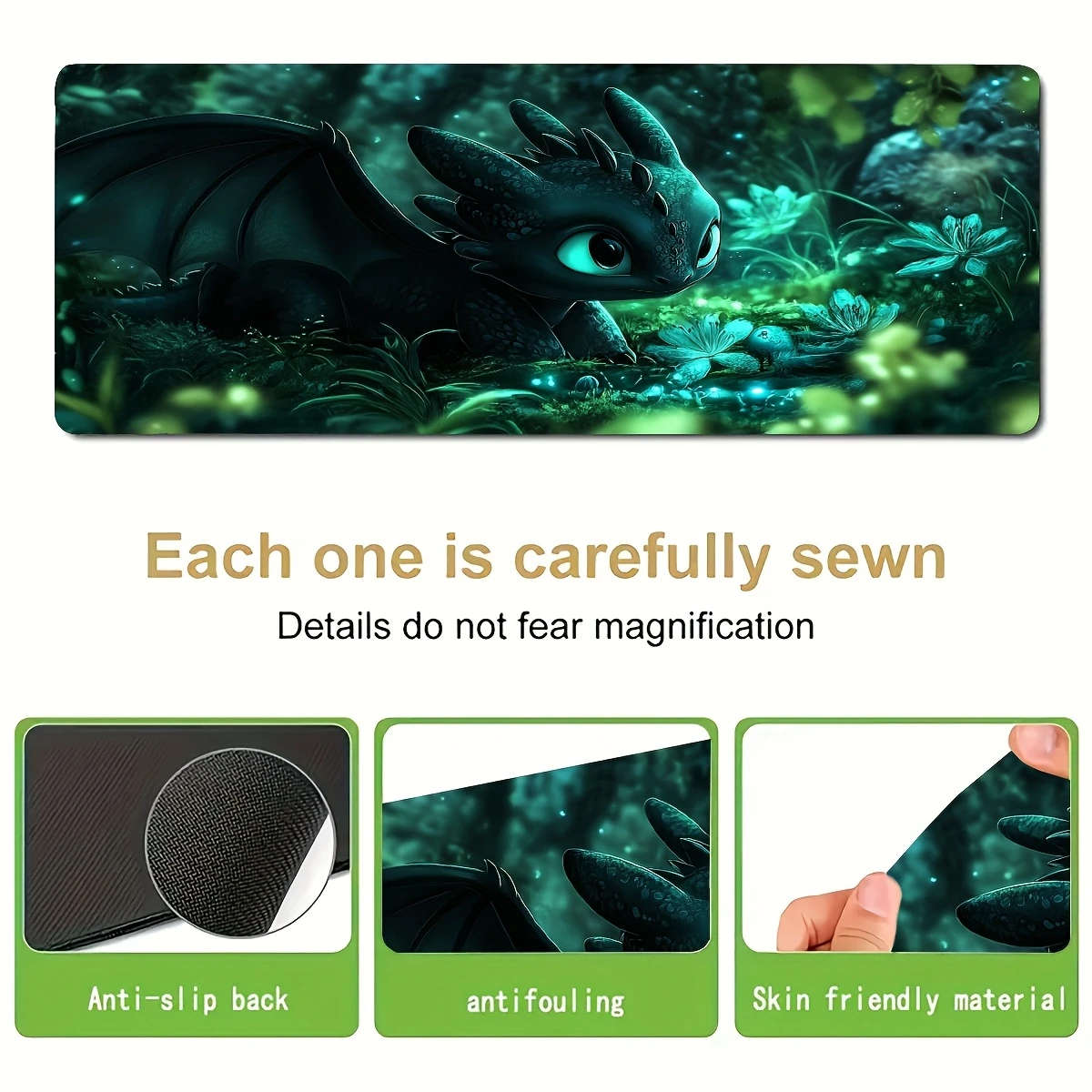 30x60cm Fluffy Green Forest Dragon Mouse Pad Soft Touch Office Desk Accessory