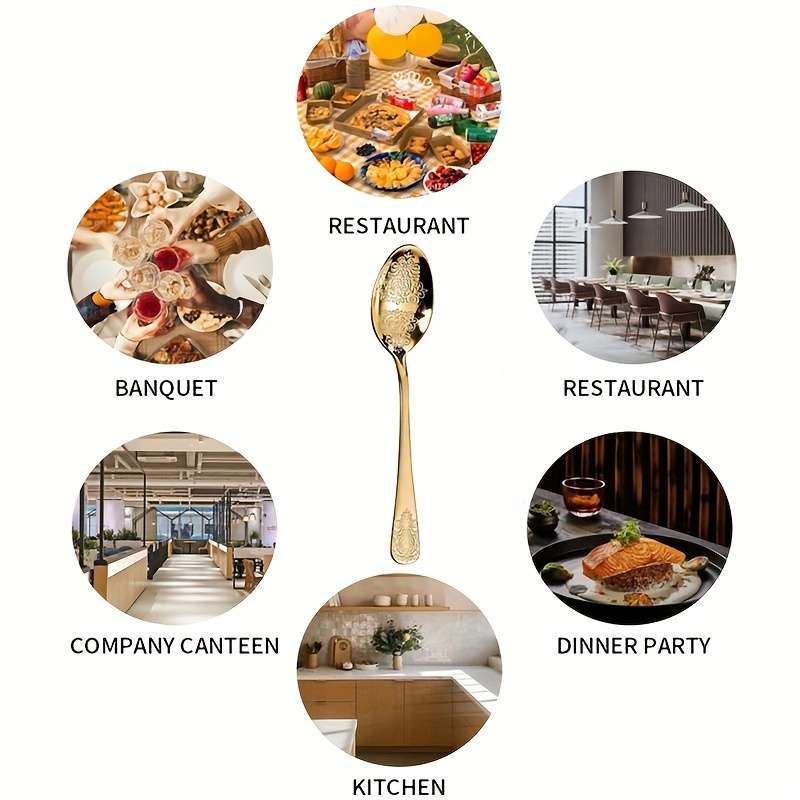 12pcs Stainless Steel Dessert Spoons Set For Restaurant Patterned Embossed Tea Spoons Dessert