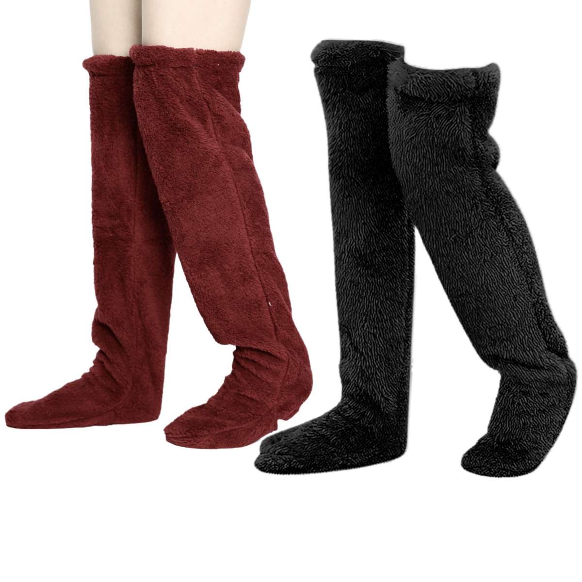 Sock Black Add Wine Red 2Pairs One Size