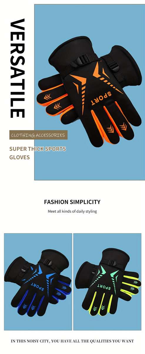 1 Pair Blue Warm Gloves