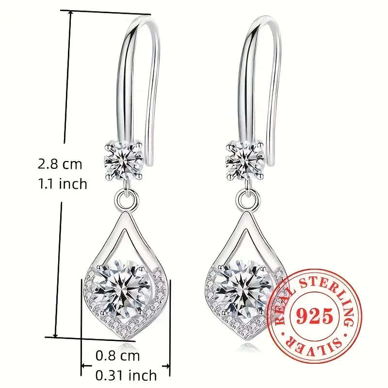 Earrings 925 Sterling Silver Plated exquisite shiny Synthetic Zirconia