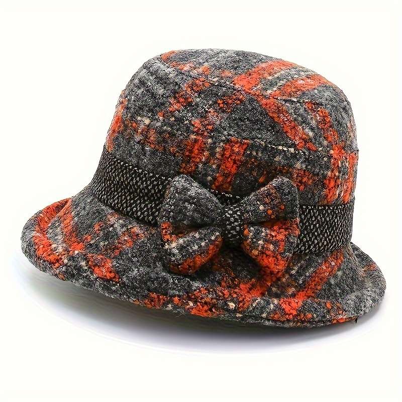 1pc Set Women'S Hat Stylish Vintage Style Autumn And Winter Fisherman'S Hat with Bow Design