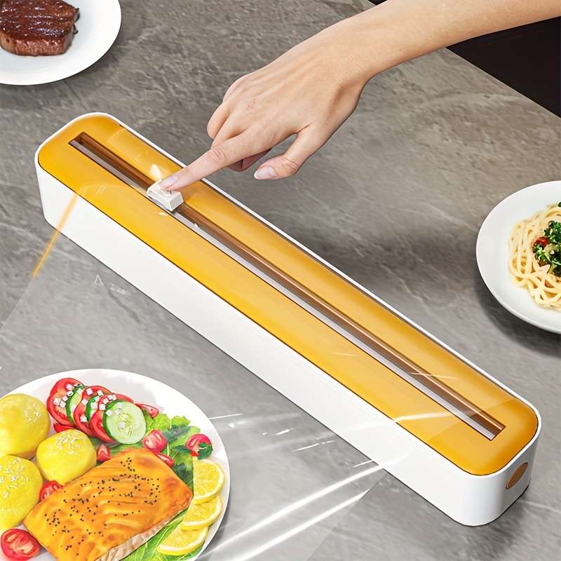 1pc Dual-Action Fresh Wrap Dispenser Cutter Multi-Purpose Kitchen Sealer for Plastic Tin Foil