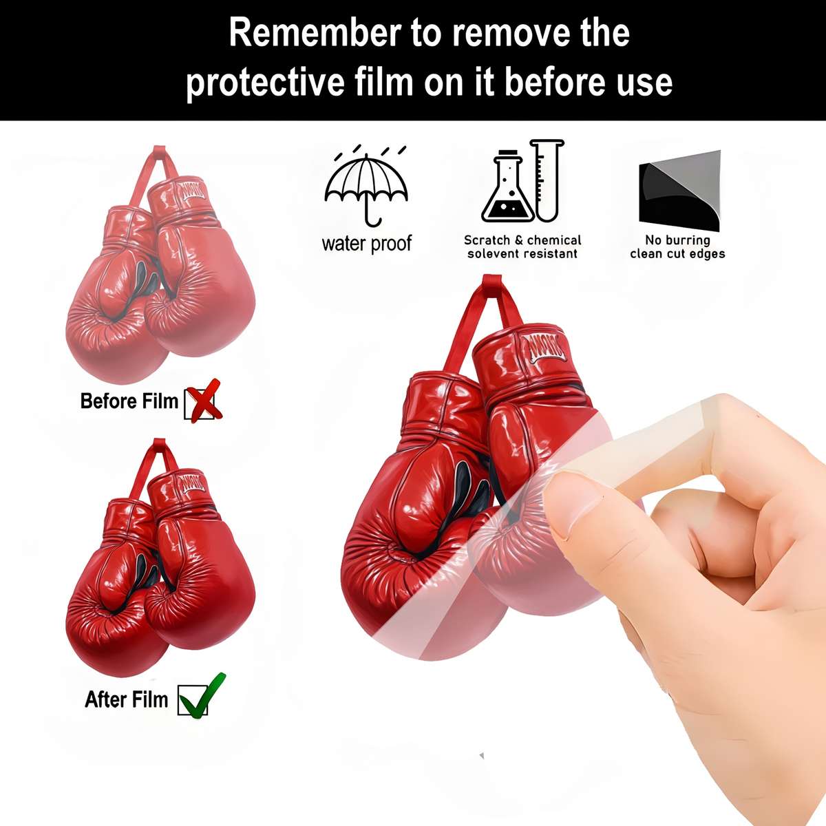 2D Flat Sporty Boxing Glove Acrylic Pendant Versatile Car Rearview Mirror Charm Keycha