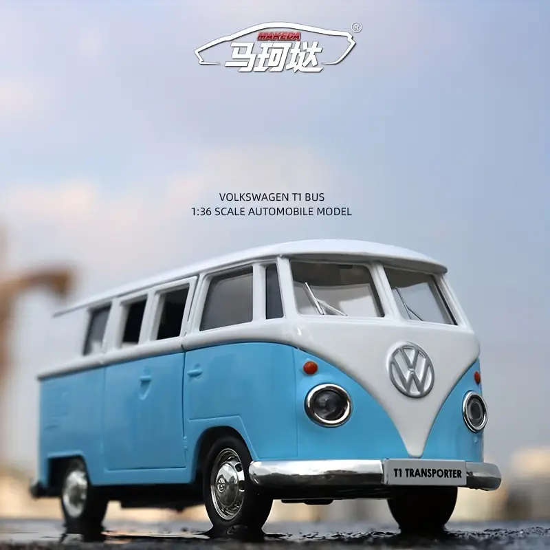 MAKEDA 1:36 Scale Alloy for VOLKSWAGEN T1 Bus Toy - Pull-Back Action, Opening Doors, COLOR: BLUE
