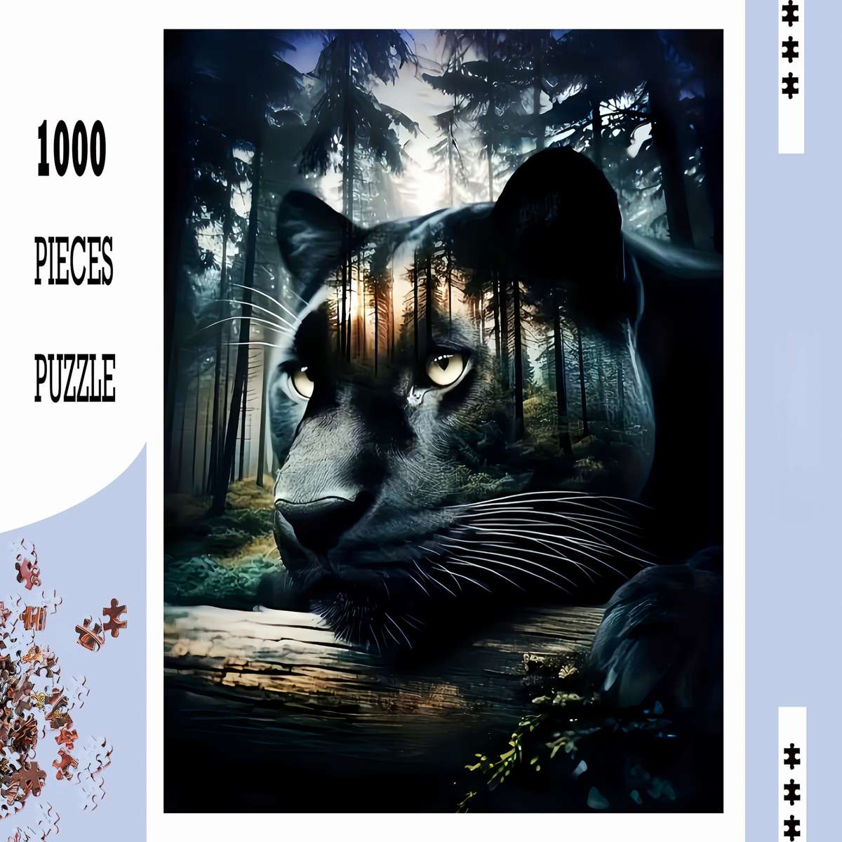 1000pcs Black Leopard Puzzle Challenging DIY Brain Game Cardboard Puzzle Suitable f