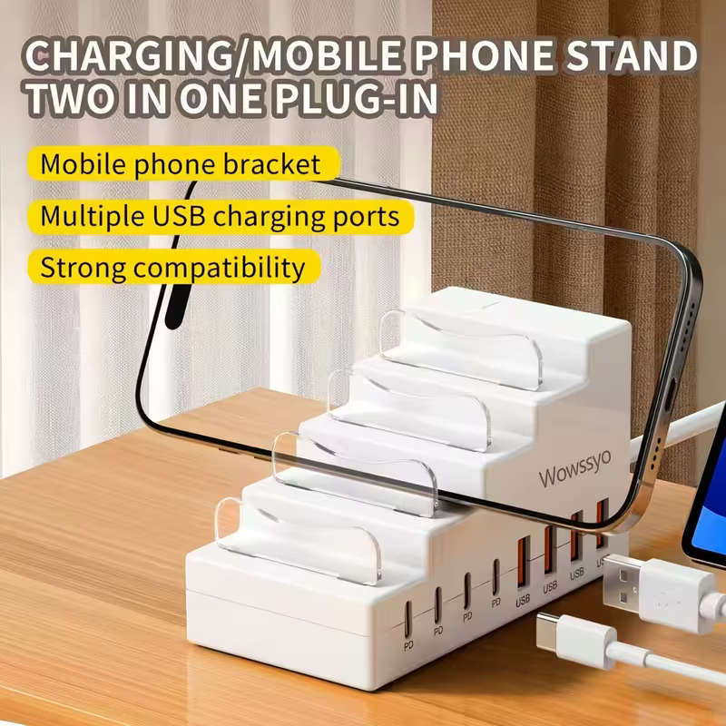 8 In 1 66W Fast Charging Station 4 USB Ports 4 Type-C PD Fast Charging Ports