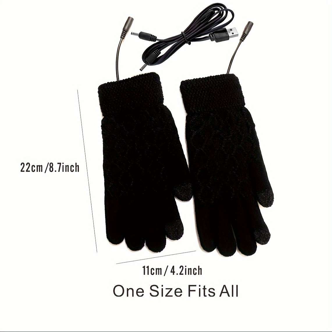 1 Pair Black Grid Warm Gloves