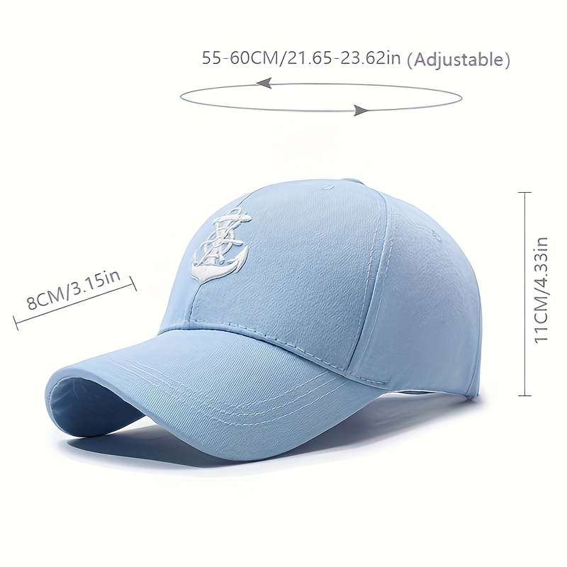 1pc Adjustable Lightweight Baseball Cap for Sun Protection Featuring a 3D Anchor Embroidery Suita