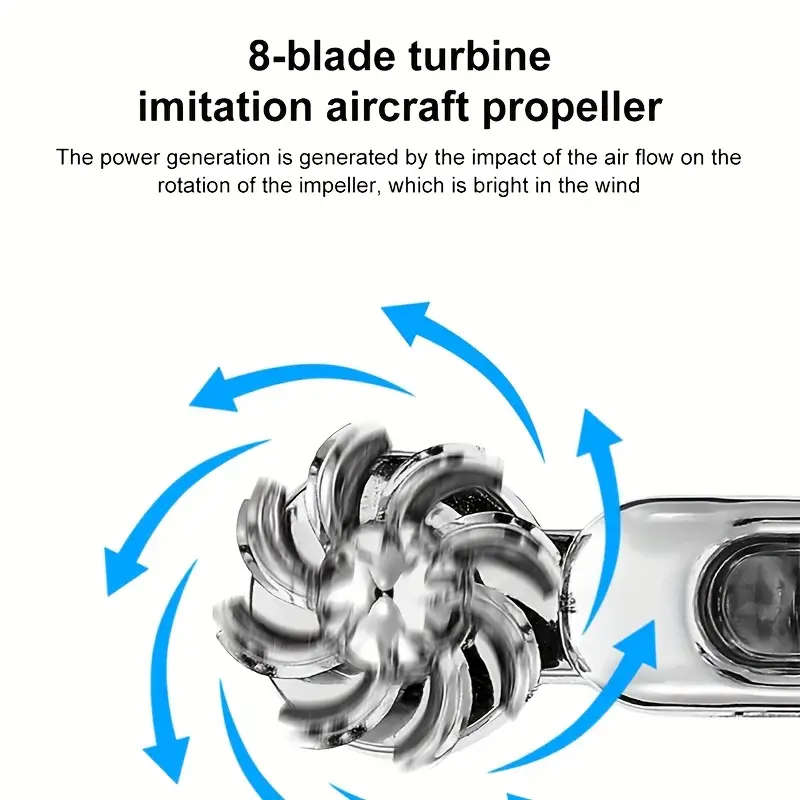 2Pcs White Car Wind Powered LED Fan Light