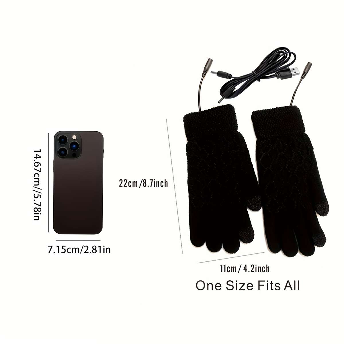 1 Pair Black Grid Warm Gloves