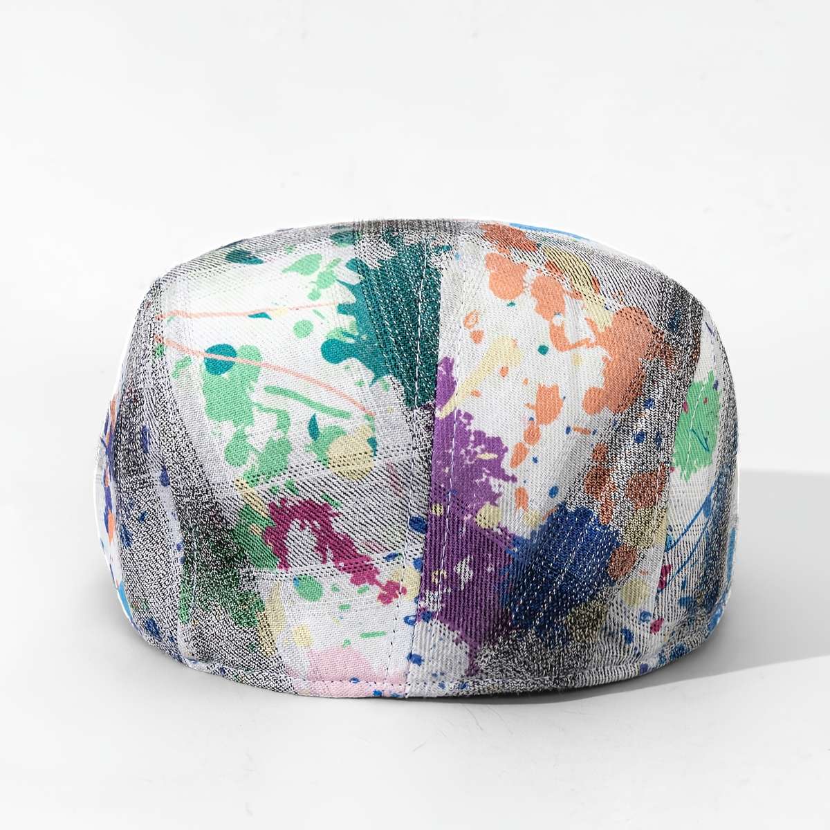 1pc Tie-Dye Print Adjustable Newsboy Cap Breathable Polyester Random Color Splatter Design