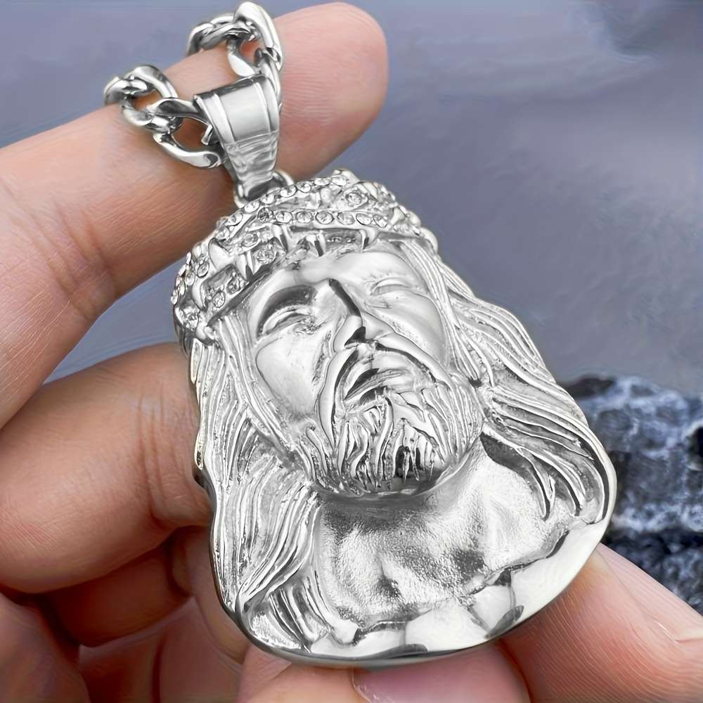 Silvery Jesus Theme Pendant
