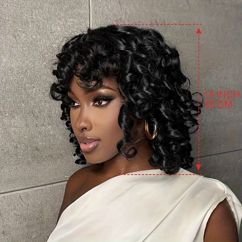 1Pc Black 35.56cm Fashion Design Wig