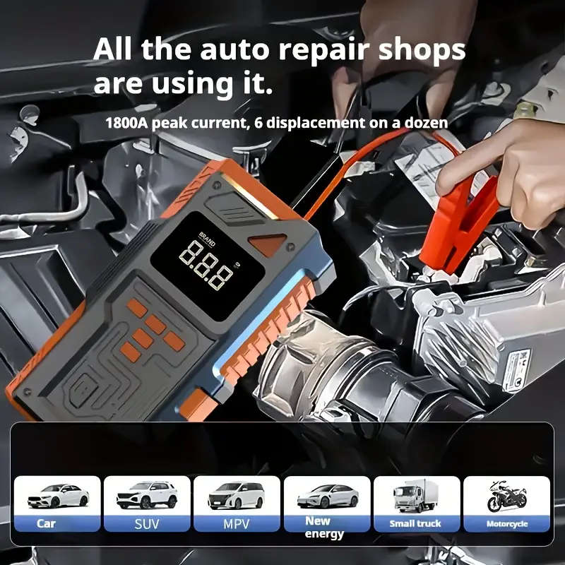 Heavy-Duty Car Emergency Booster - Tire Inflator and Jump Starter