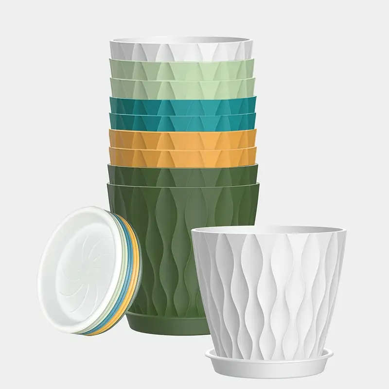 10-Pack 4-Inch Modern Mini Plastic Flower Pots Colourful