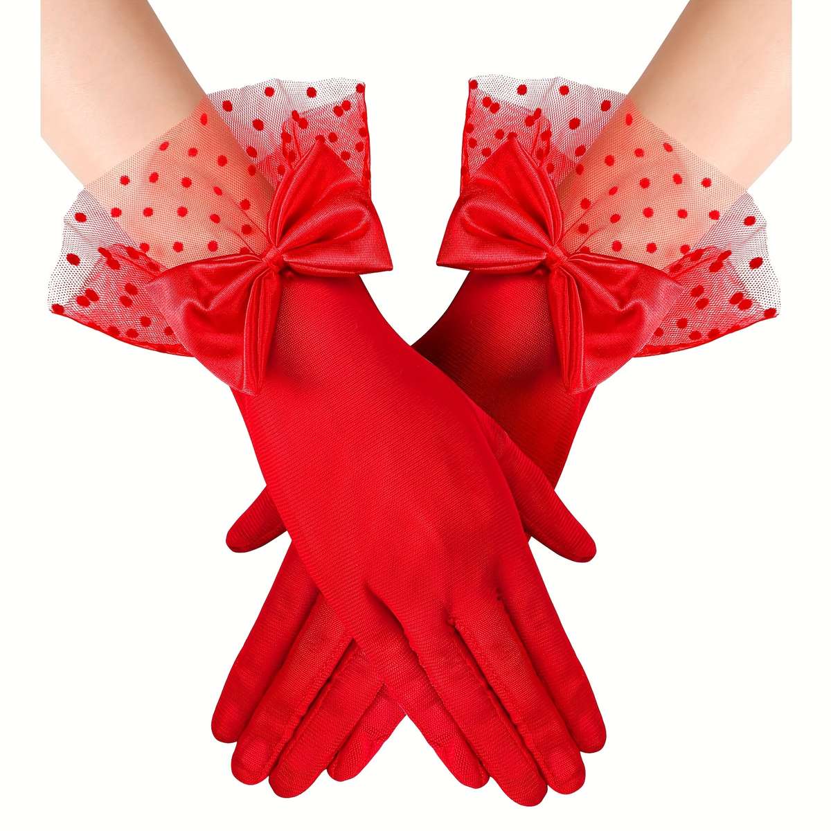 1 Pair White Vintage Style Lace Gloves