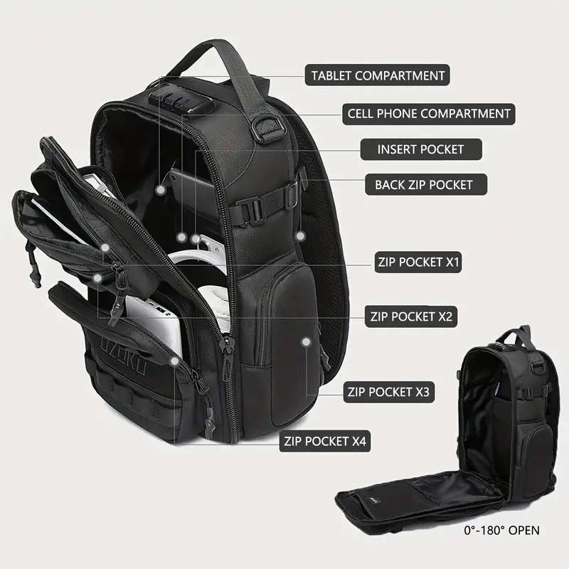 Men's Chest Bag with Multi-Functional Pockets Adjustable Shoulder Strap Hand Washable Zippered Cross