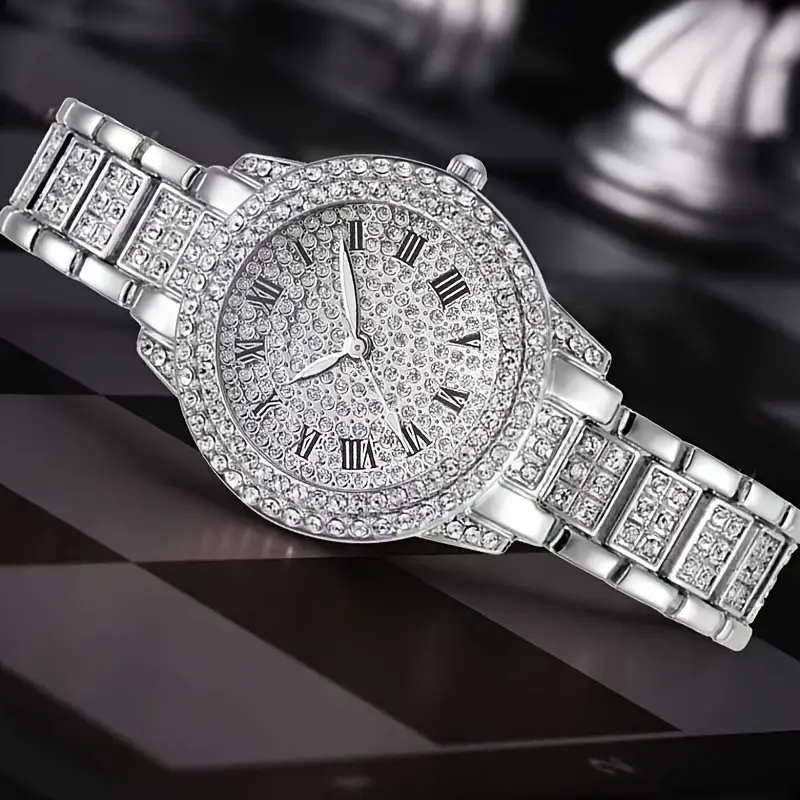 Luxury Silver Rhinestone Women's Quartz Watch