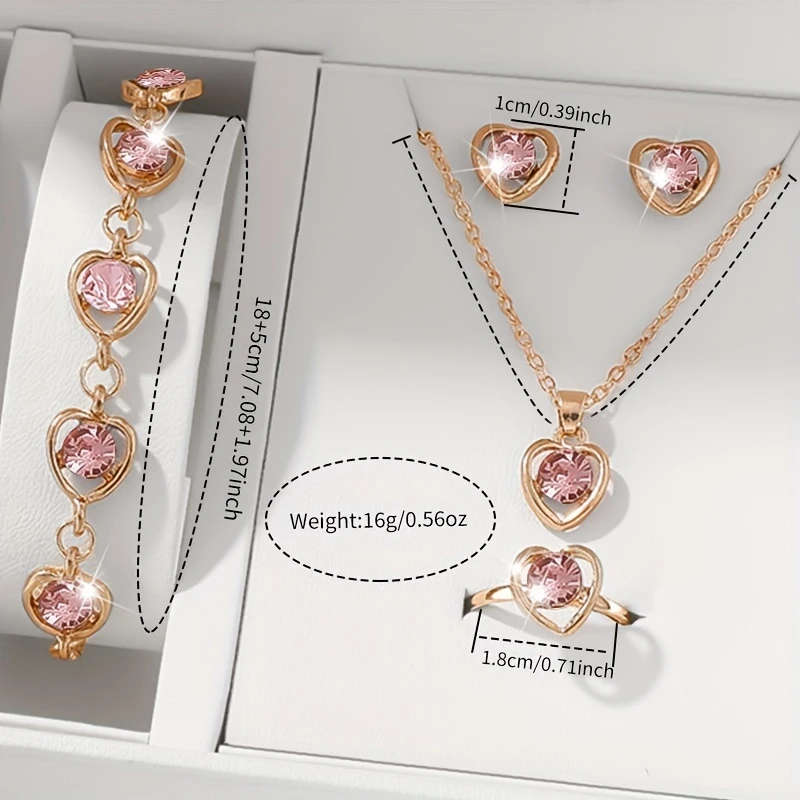 6pcs set Simple Style Quartz Watch and Jewelry Set for Women Round Zinc Alloy Case Faux Leather Band