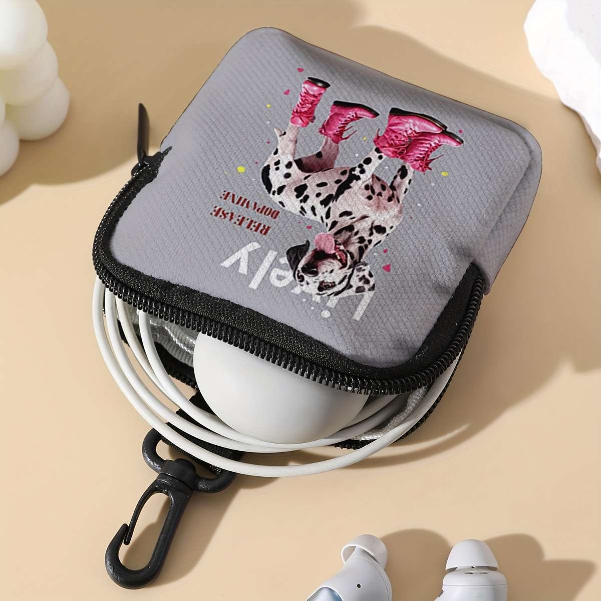 1pc Pink Boot Dog Pattern Printed Wallet a Small Item Organizer Bag Portable Multifunctional Key