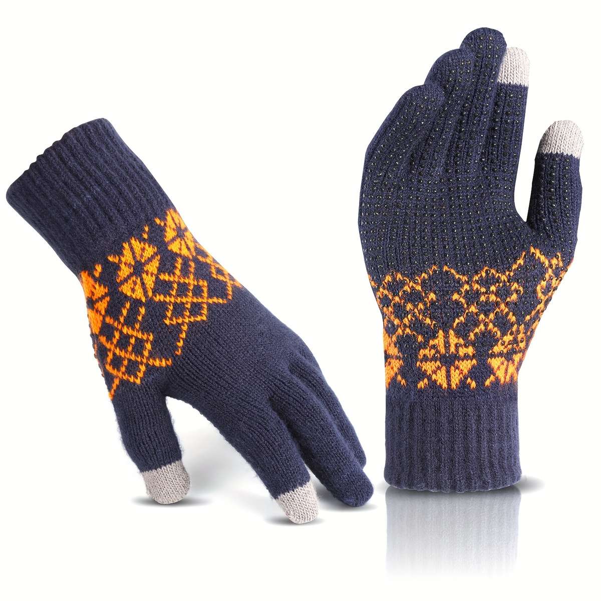 1 Pair L Style Snowflake Warm Gloves
