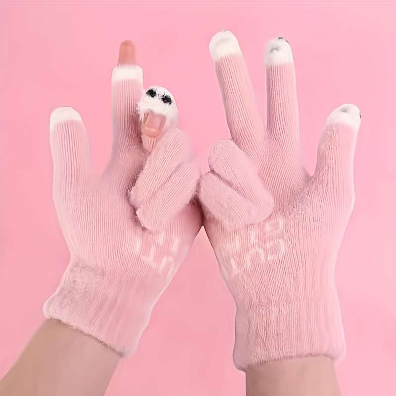 1 Pair Pink Warm Gloves