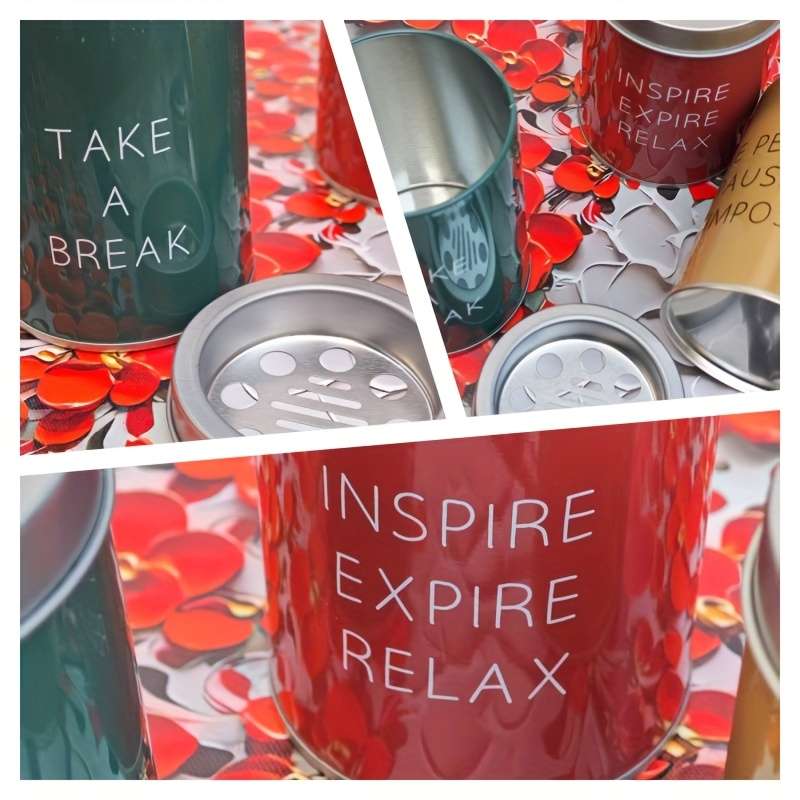 Chic Minimalist Portable Container with Lid "Take a Break Inspire or Relax" Design
