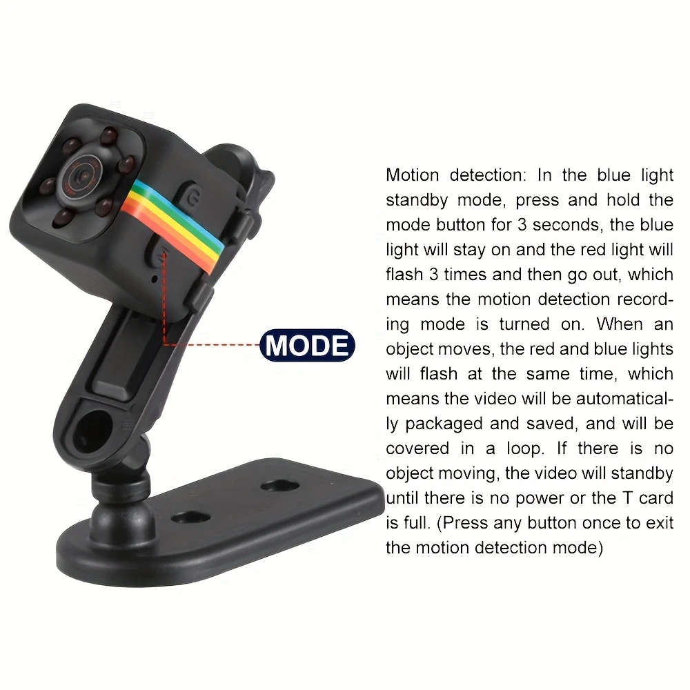 1pc Mini Security Camera with HD 720P Video Audio Recording Motion Detection USB Rechargeable Compac