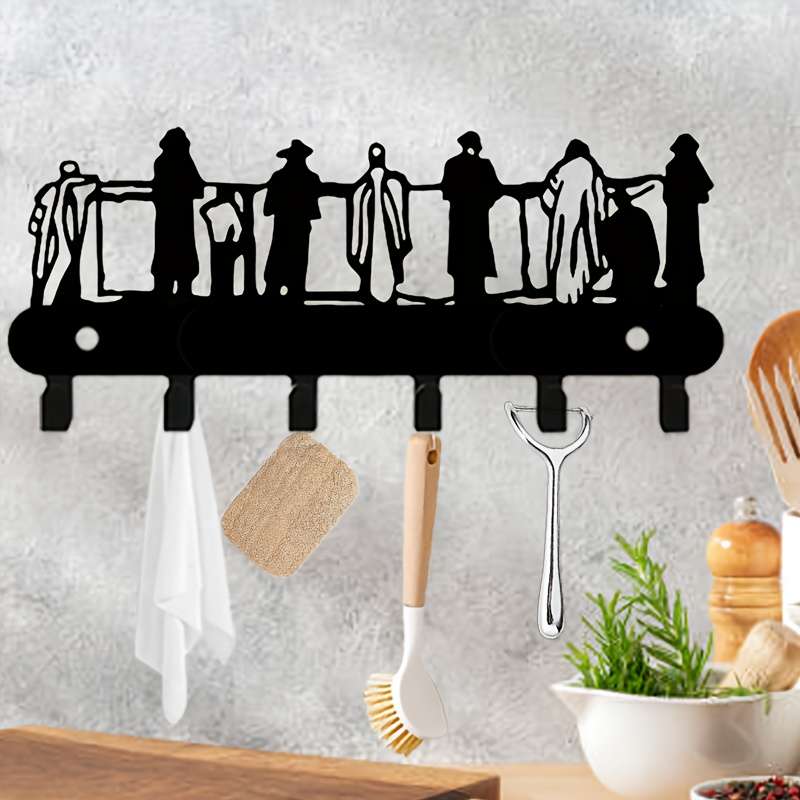 1pc Western Wall Art Metal Key HolderVersatile Jewish Silhouette Hanging Key Rack for Coats Hats