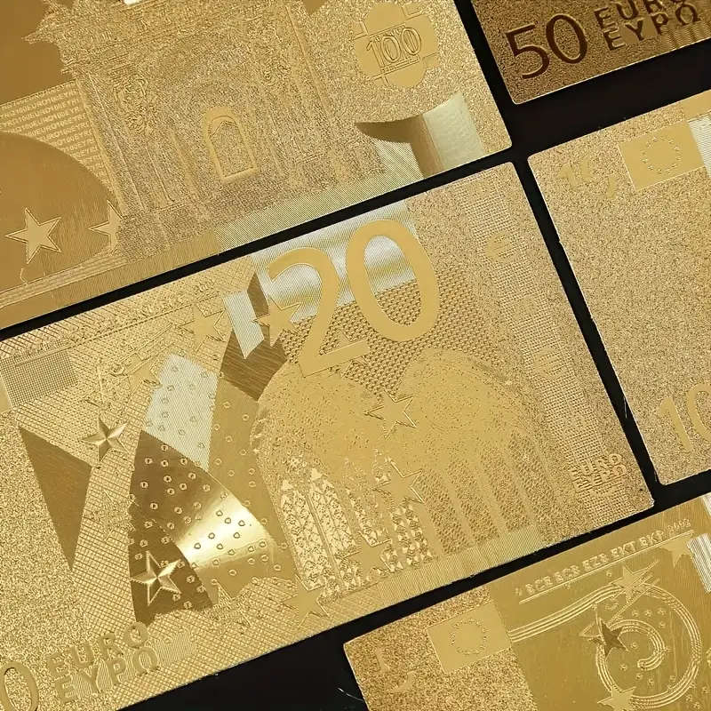 7 Piece Gold Euro Banknote Replica Set - Double-Sided