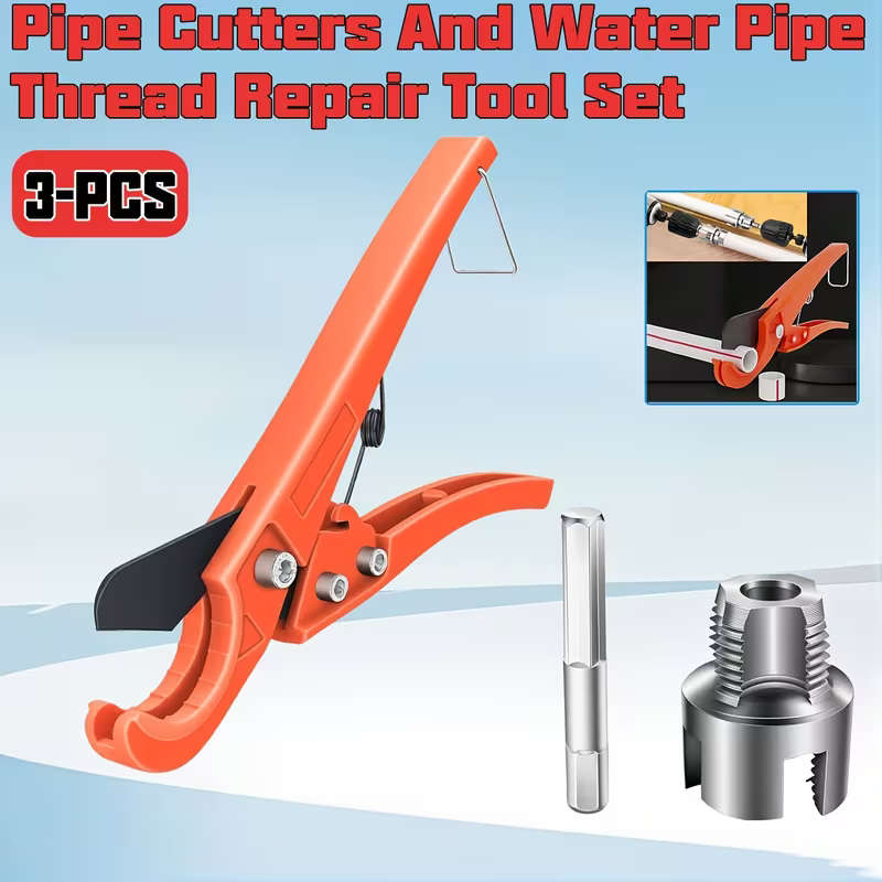 3pcs Pipe Cutter and Water Pipe Thread Repair Tool Set
