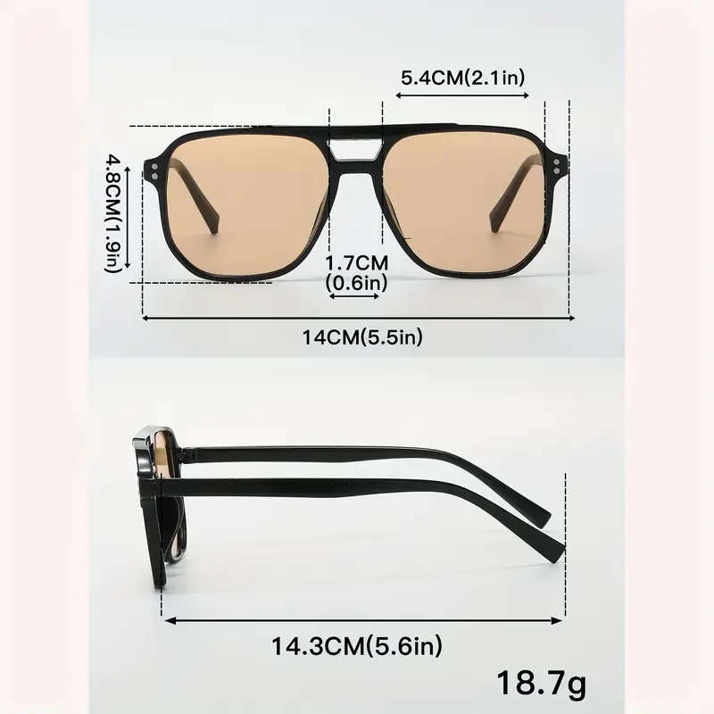 5pcs Geometric Glasses Square Colored Lenses Double-beam Flat-top