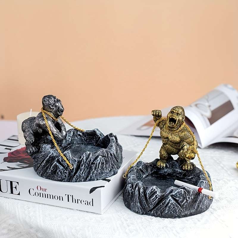1pc Modern Gorilla Ashtray with Lid Unique Animal Design Plastic Irregular Shape Ideal for