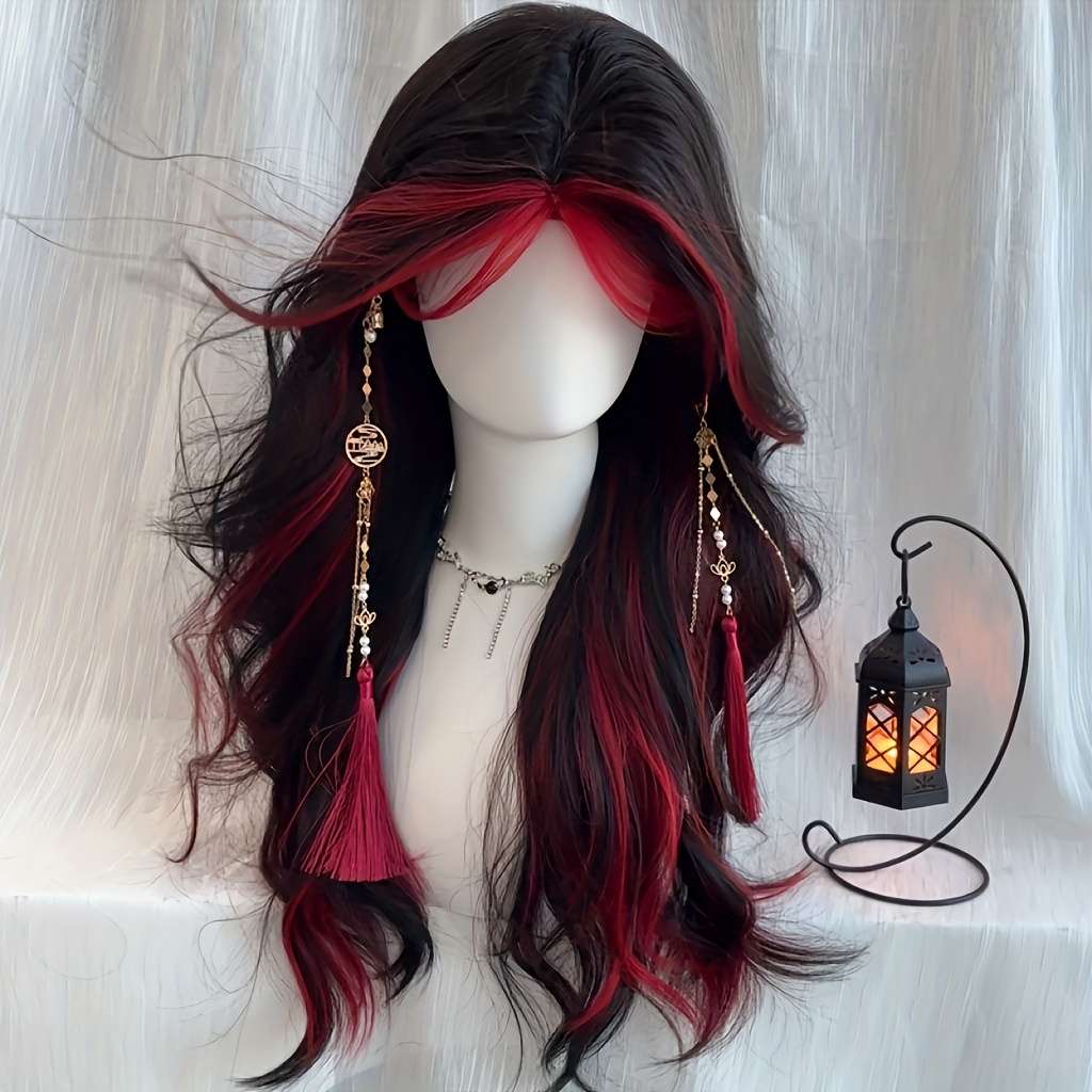 1Pc Black Red 60.96cm Fashion Design Wig