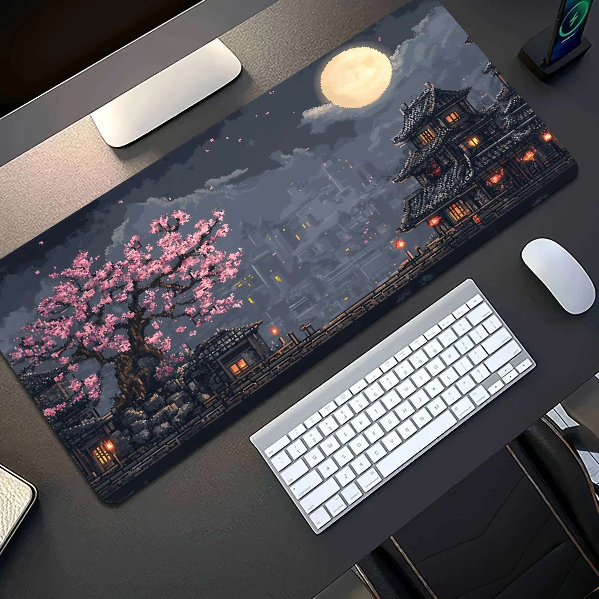 30x60cm Vibrant Cherry Blossom Night Scene Mouse Pad Gaming