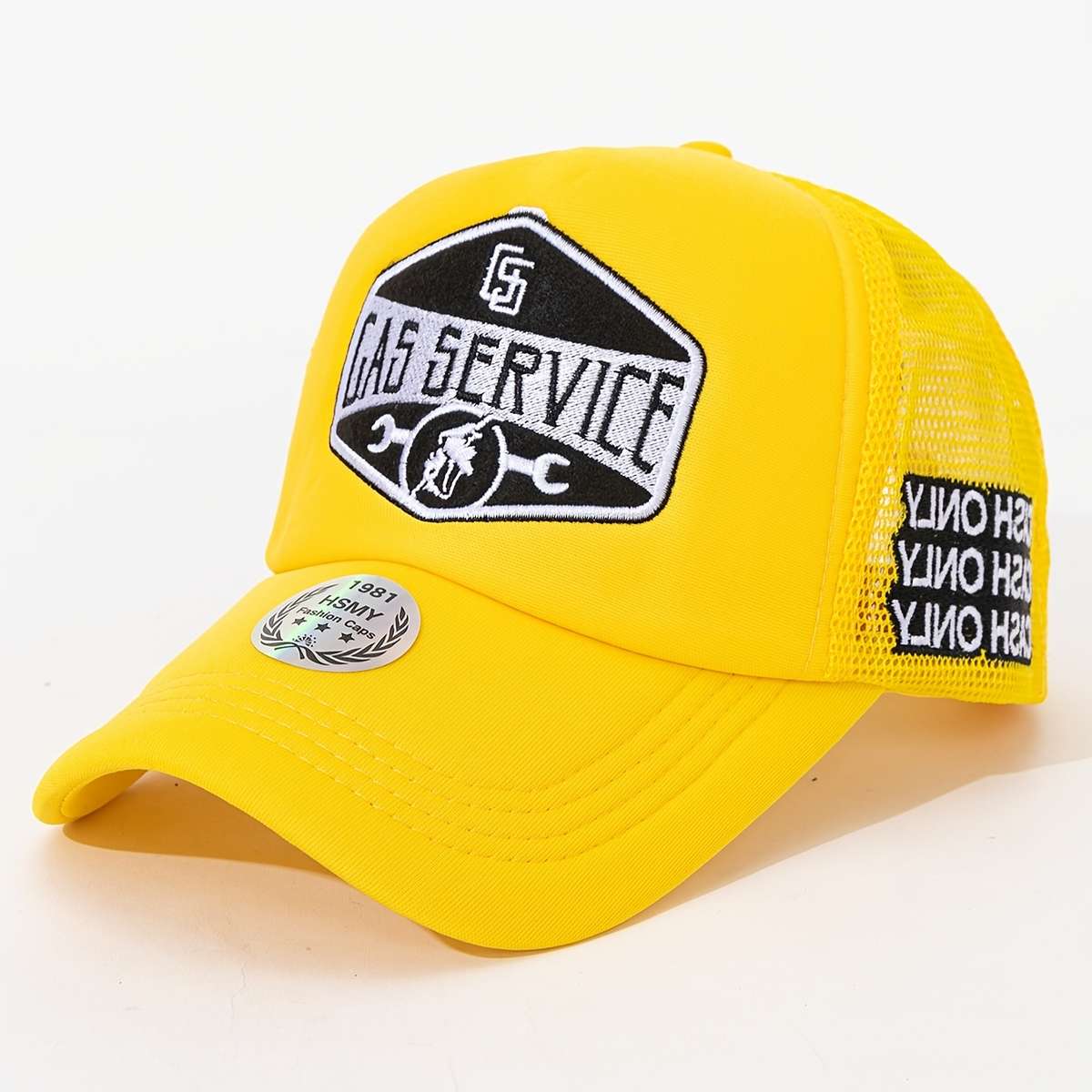 Gas Service Embroidered Logo Trucker Cap With Breathable Mesh Back A Casual Sunshade Hat For