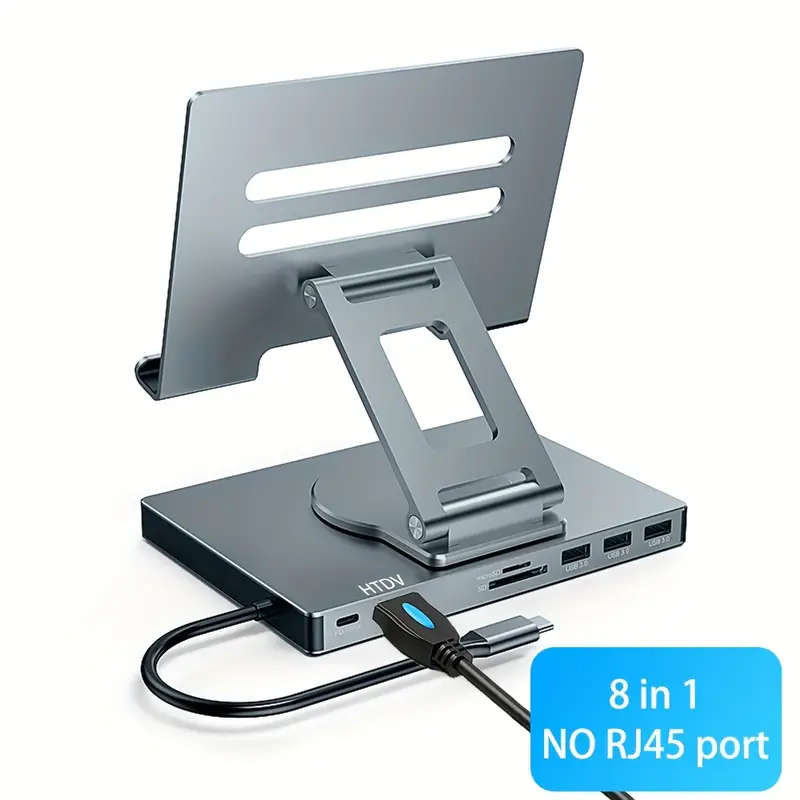 Multifunction Type C Docking Station and Adjustable Aluminum Tablet and Laptop Stand
