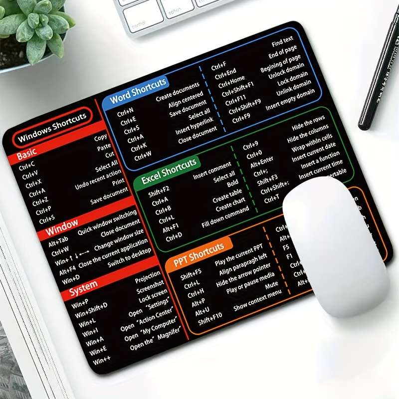 1pc Simple Windows Shortcuts Mouse Pad Office Mousepad Home Mouse Mat MousePads
