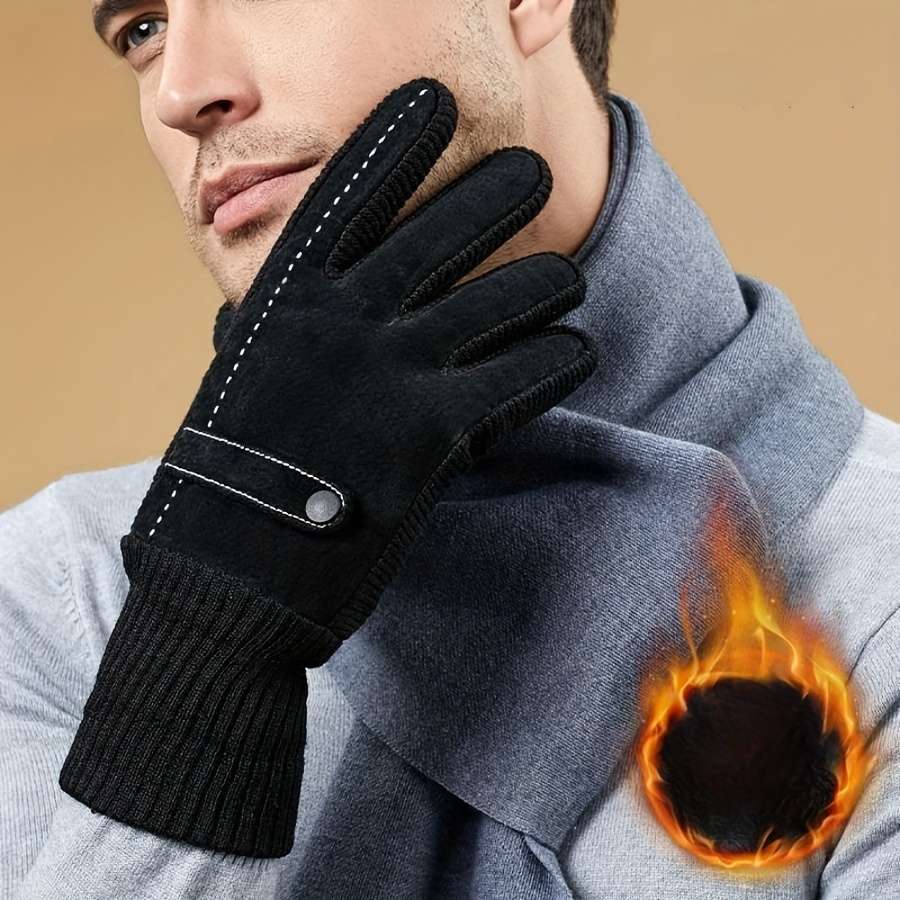 1 Pair Black Warm Gloves