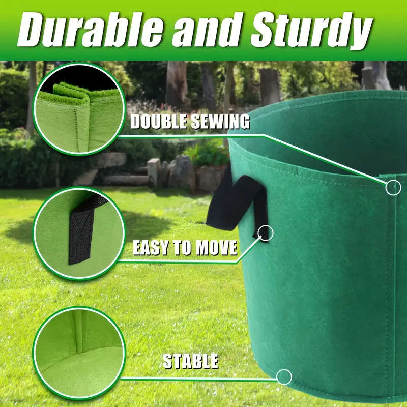 7-Pack Of 5-Gallon Thickened Felt Planting Bags