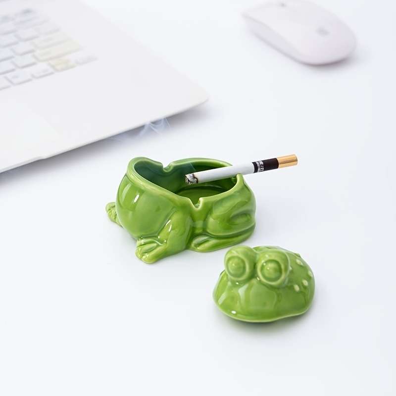 1pc Creative Frog-Shaped Ceramic Ashtray for Home Restaurant and Office Use High-end Sophistic