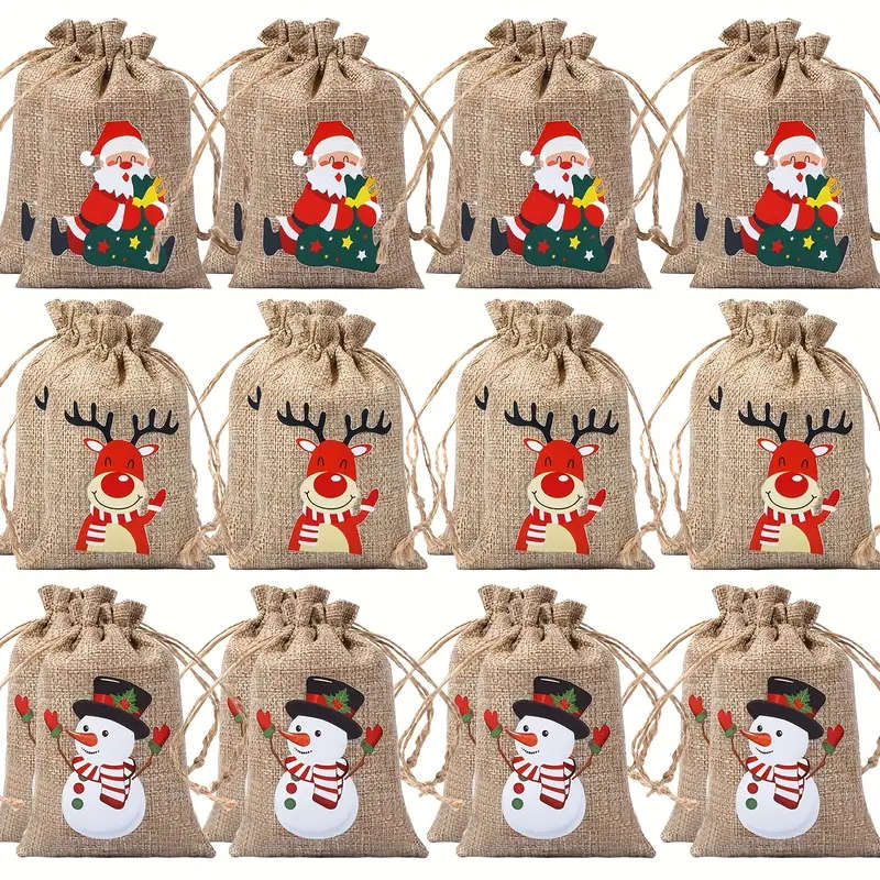 24 Christmas Gift Bags With Drawstring Closures