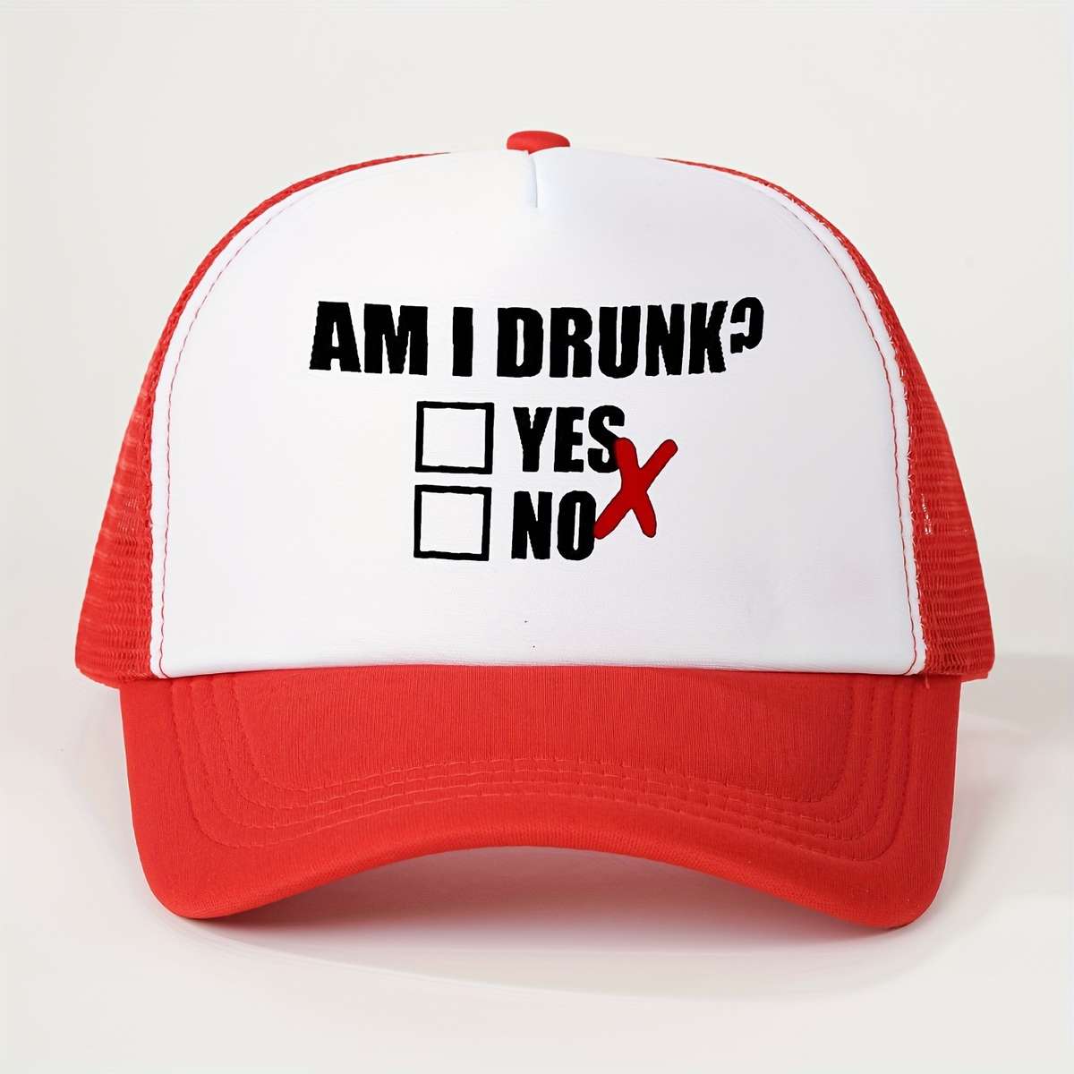 1pc Am I Drunk? Question Checkmark Baseball Cap Unisex Trucker Hat Breathable Adjustable Golf Su