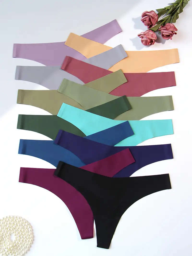 12pcs Size XL Plain-Colored Non-Marked V-Style Sexy Ladies Underwear Non-Marked Breathable Soft