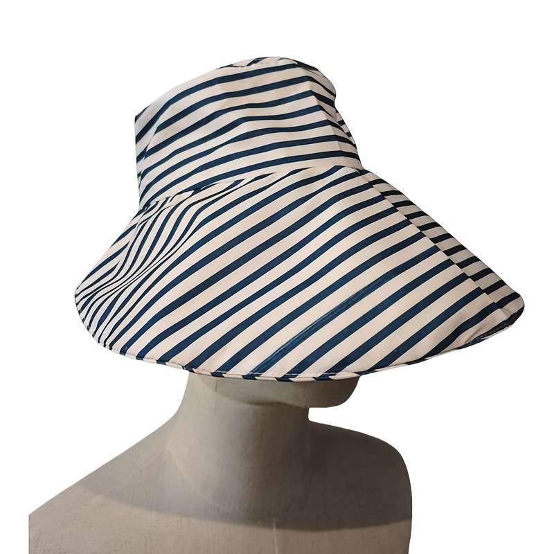 Women'S Summer Foldable Striped Bucket Hat with Large Brim