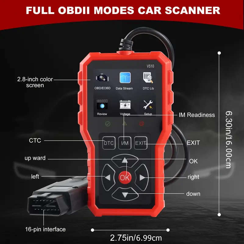 OBD2 Scanner Diagnostics Tool Full OBD2 Functionality Reset Modes 6 And 8 Engine Code Reader