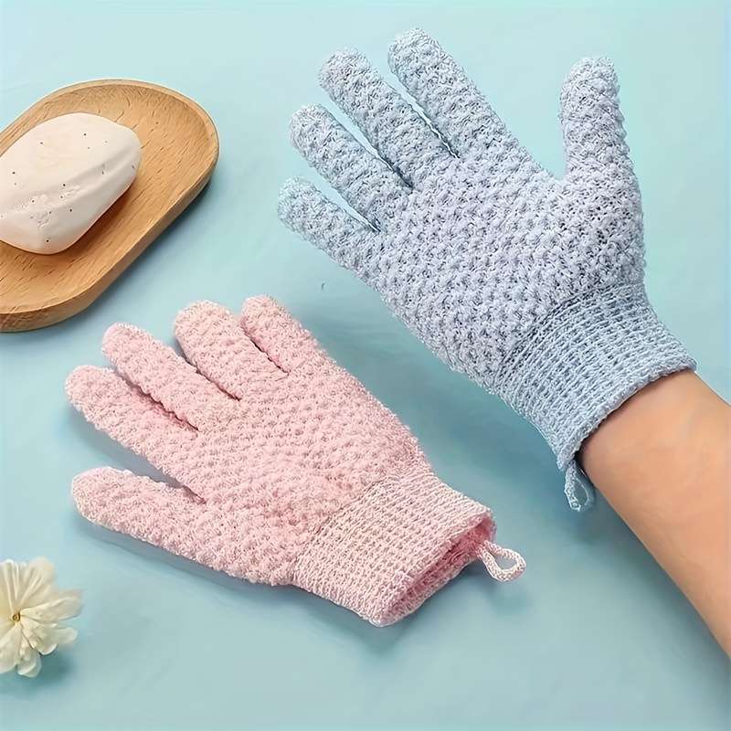 1 Pair Blue Shower Gloves Warm Gloves