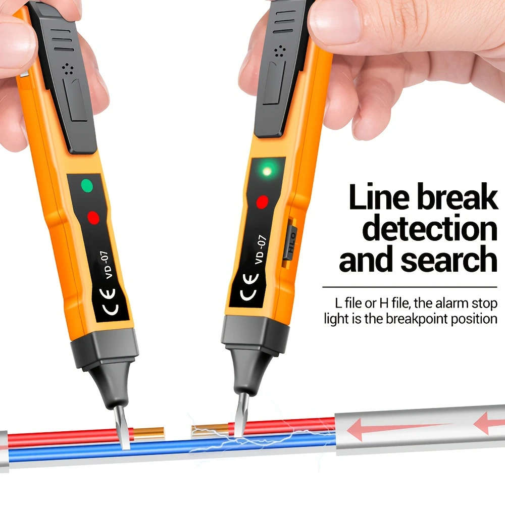1pc Compact Non-Contact Voltage Detector Pen AC DC Induction Tester with LCD Display Sound Light