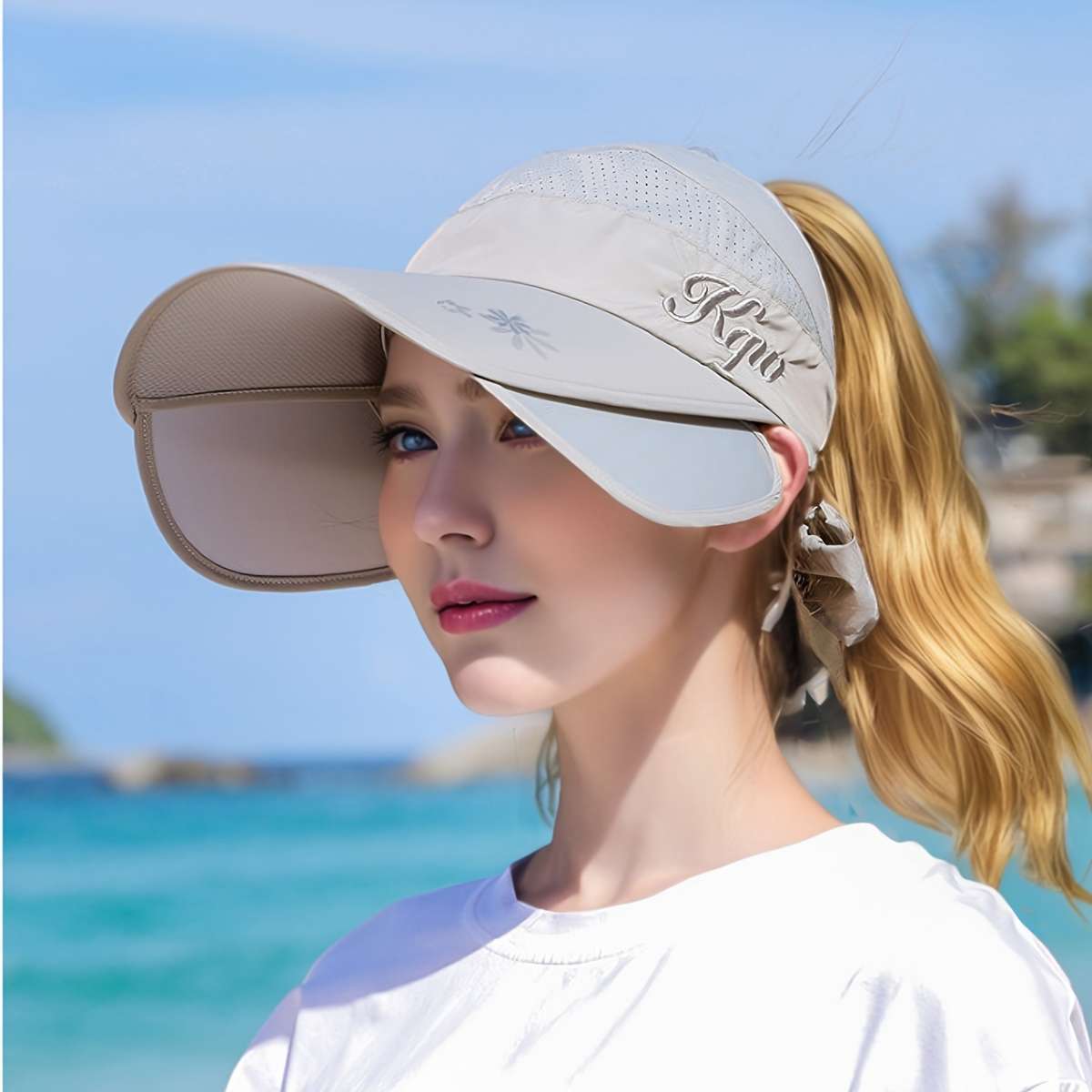 1pc Women's Adjustable Sun Visor Baseball Cap UPF Sun Protection Breathable Mesh Back Wide Brim